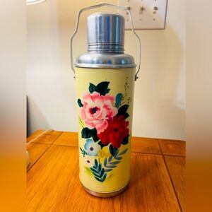 Large vintage floral thermos